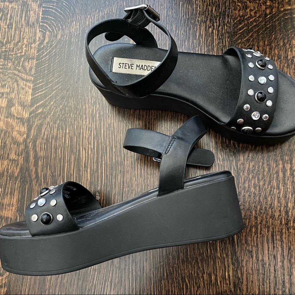Black Platform Sandals with Studs size 5